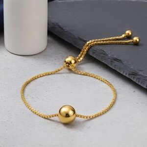Elegant 18K Gold Plated Beaded Adjustable Bracelet | Minimalist Dainty Chic